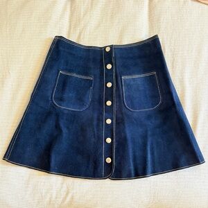 Vintage Navy Blue suede Button-Front Skirt size 4